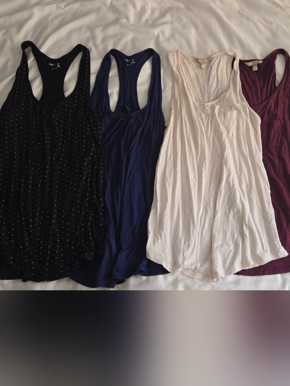 Lot Of 4 Women’s Racerback Tank Top - Black, Navy, White, Burgundy